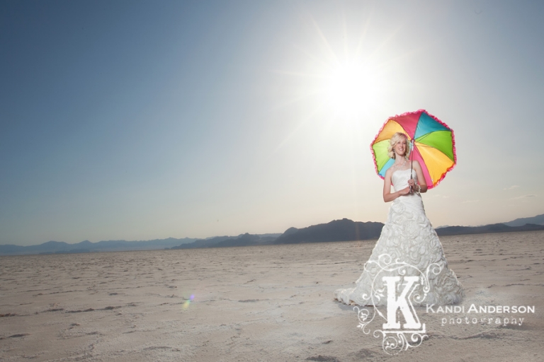 Bride photo out on the Salt flats in Wendover Utah