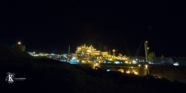 Newmont Nevada mill 6 at night time with all the lights