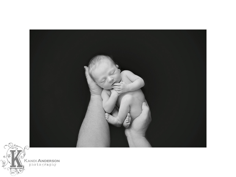 Dad holding baby boy in his hands Kandi Anderson Newborn Photography