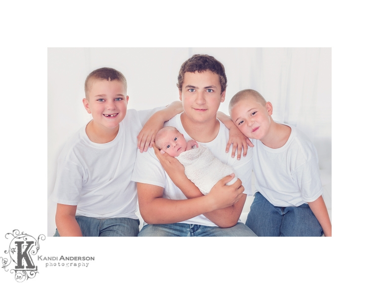 3 big brothers and newborn photos with kandi anderson photography