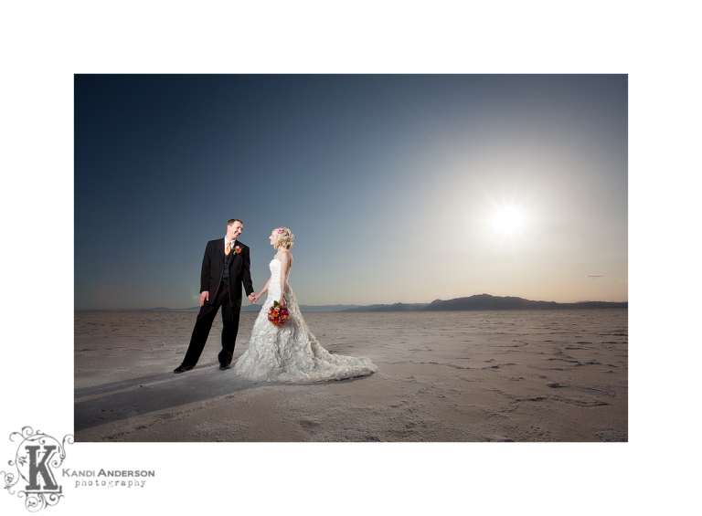 First look wedding images taken at Bonnieville Salt Flats UT