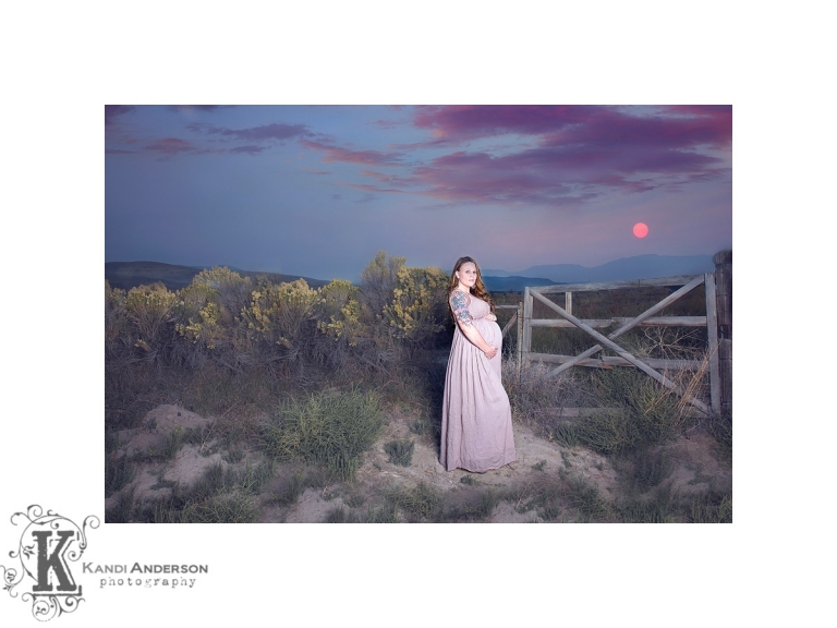Northern Nevada maternity image with pregnant mom wearing gown