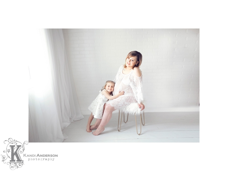 mommy and daughter at maternity studio shoot